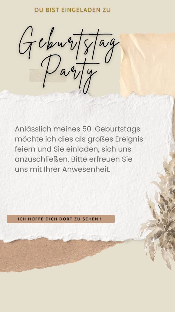 Einladung zum 50. Geburtstag