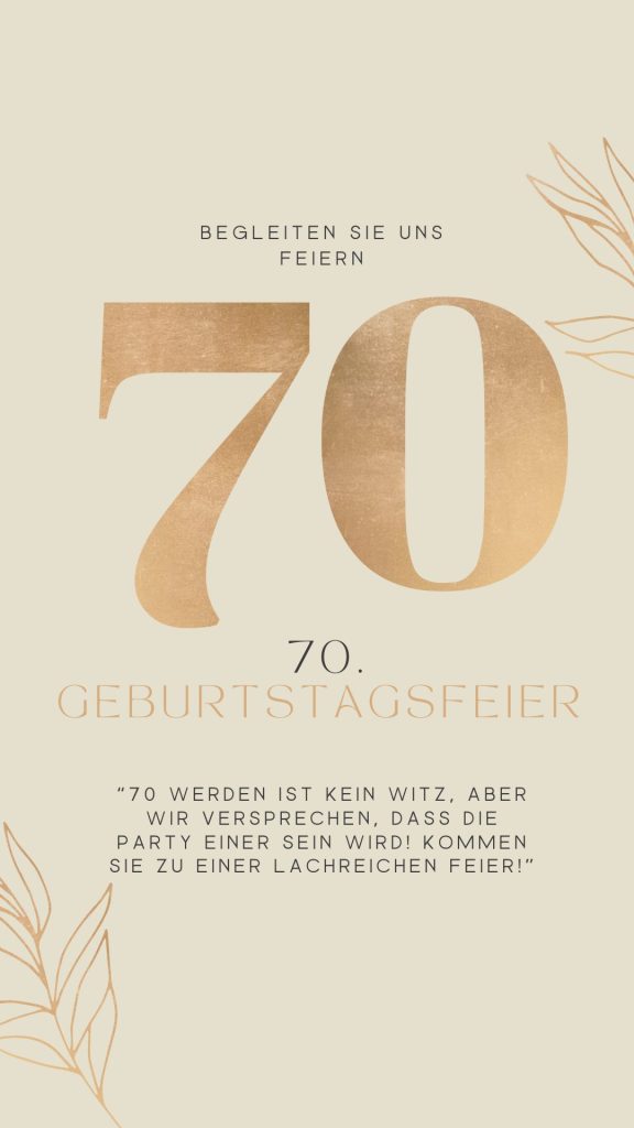 Einladung zum 70. Geburtstag