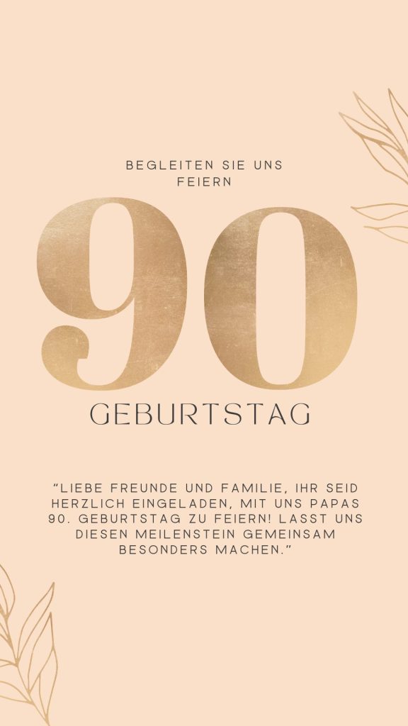 Einladung zum 90. Geburtstag