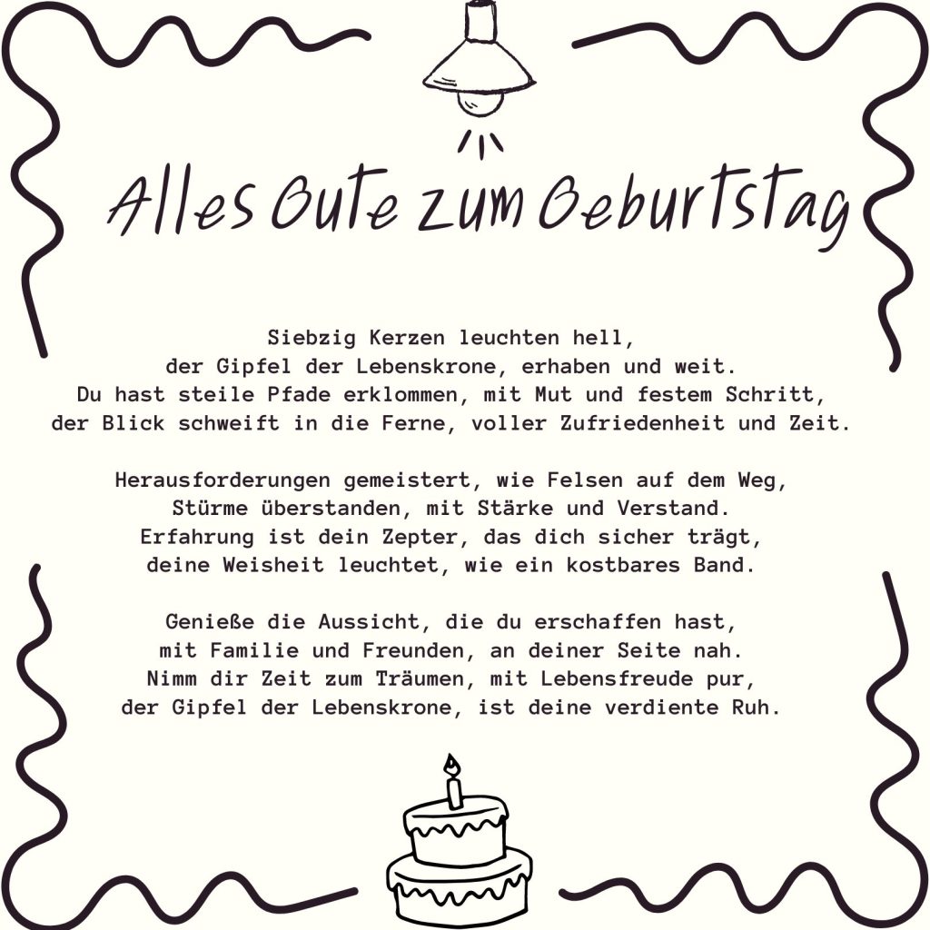 Gedichte zum 70. Geburtstag